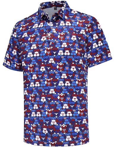 Mens Golf Polo Shirts Short Sleeve Performance Moisture